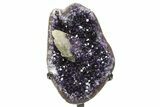Deep Purple Amethyst Geode with Large Calcite Crystal - Uruguay #236947-1